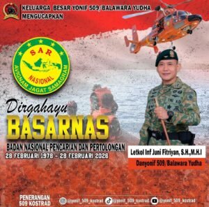 Letkol Inf Juni Fitriyan : Dirgahayu Basarnas Ke-54 Bersama TNI Sinergi Kemanusiaan